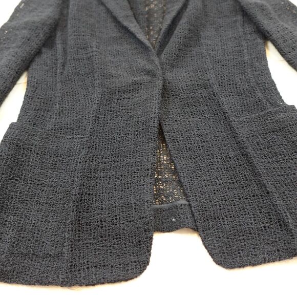 Elie Tahari Women 6 Jacket Open Knit Snap Closure Black - Picture 2 of 11